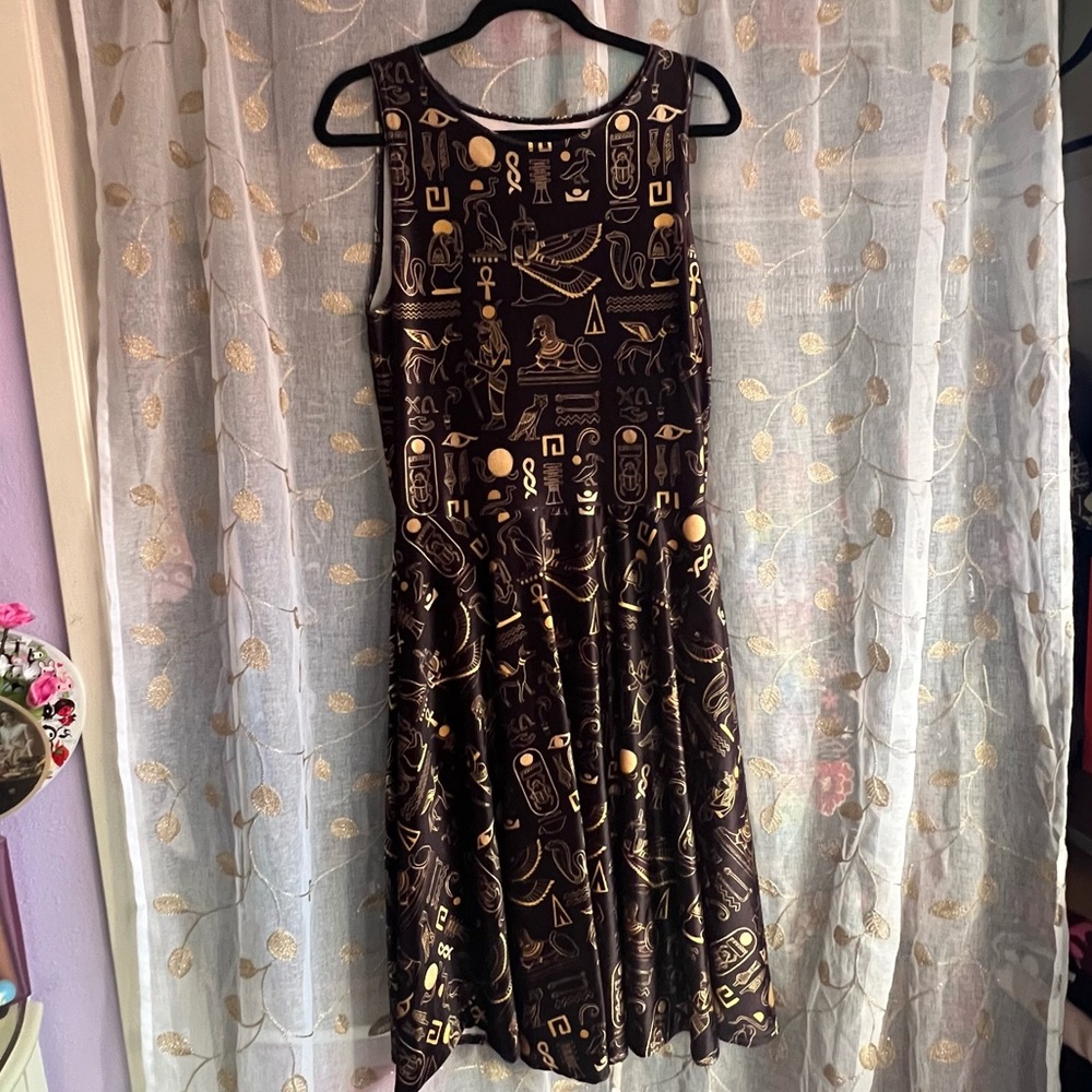 BlackMilk Clothing Hieroglyphics Gold Velvet Princess Midi Dress (Limited)